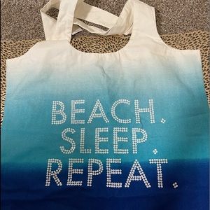 NEW Lane Bryant Beach Sleep Repeat Canvas Tote Bag